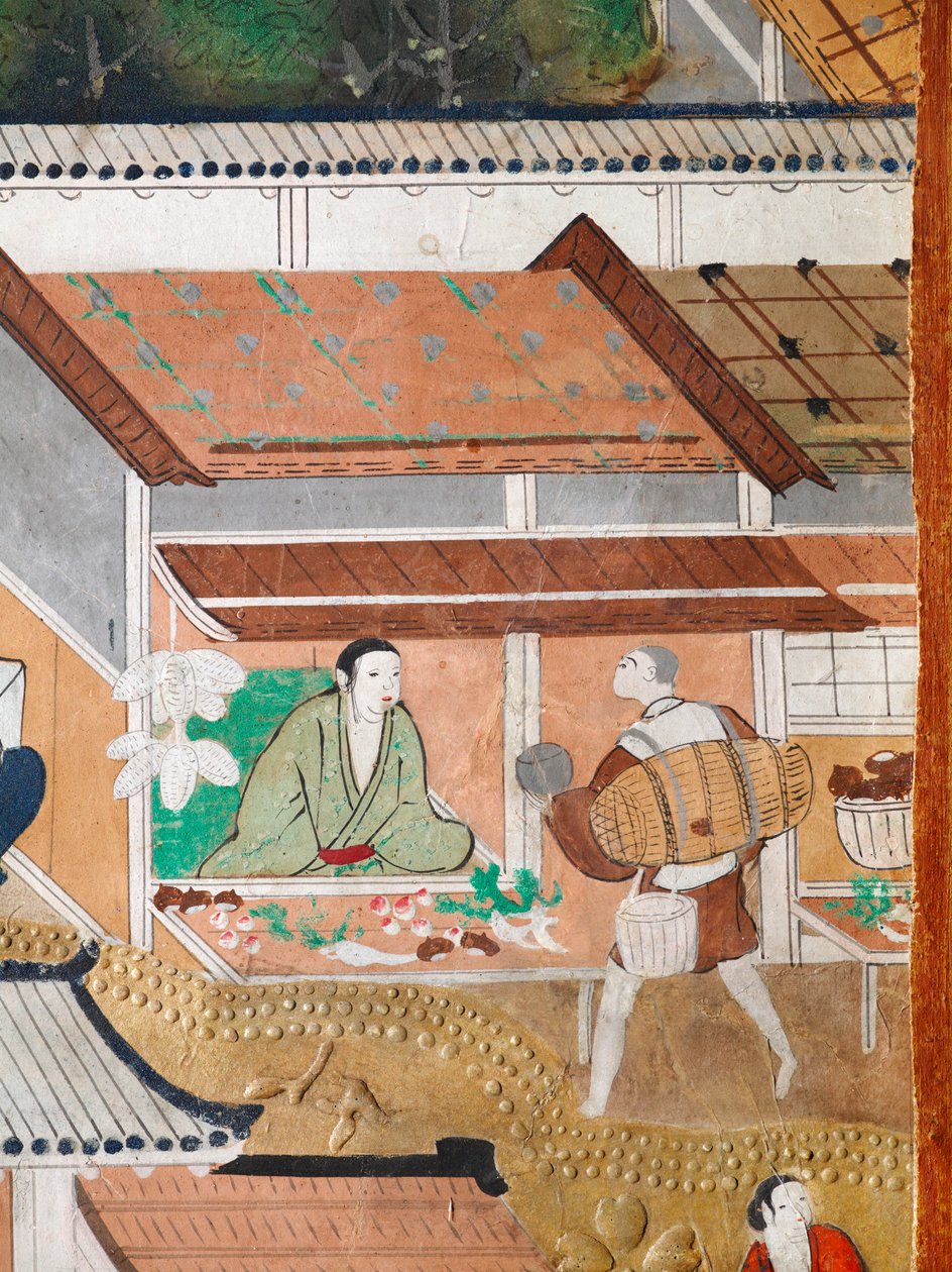 Osakazu Byobu - Biombo japonês de oito painéis (pintura) de Japanese School