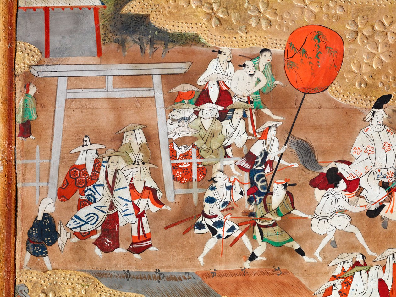 Osakazu Byobu - Biombo japonês de oito painéis (pintura) de Japanese School