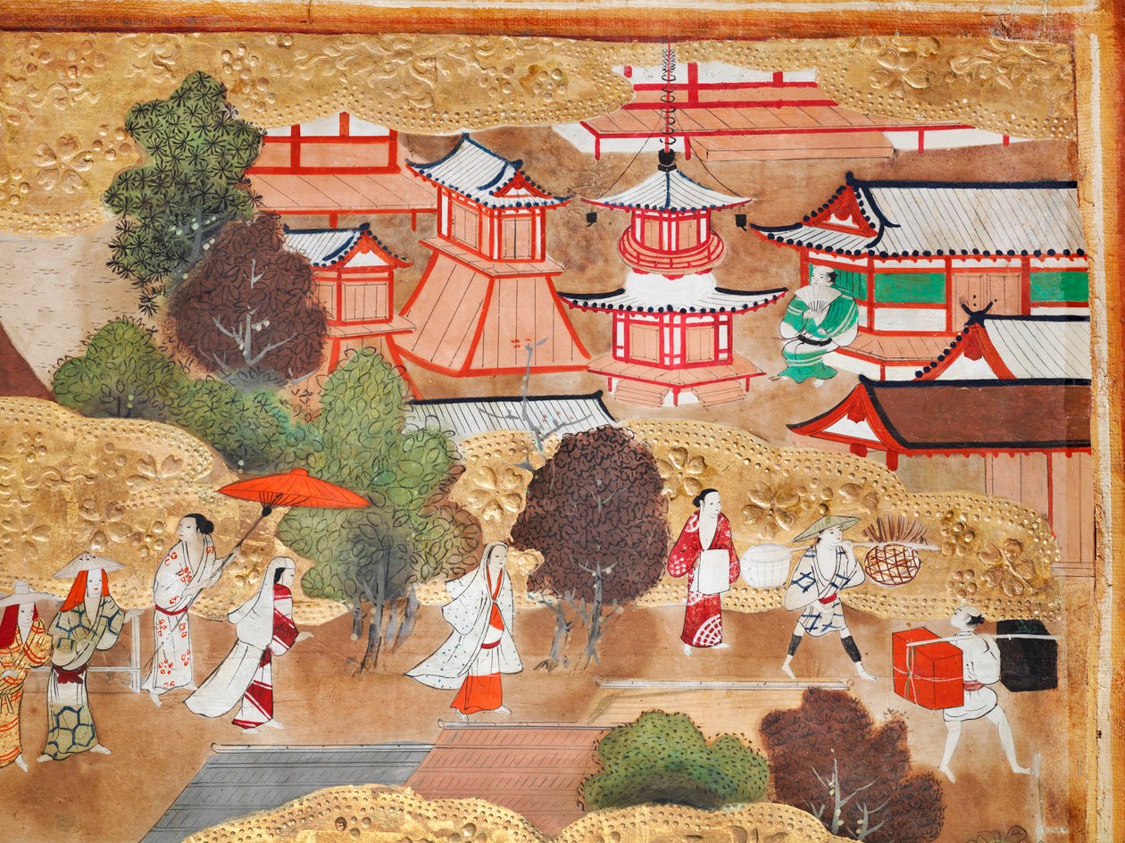 Osakazu Byobu - Biombo japonês de oito painéis (pintura) de Japanese School