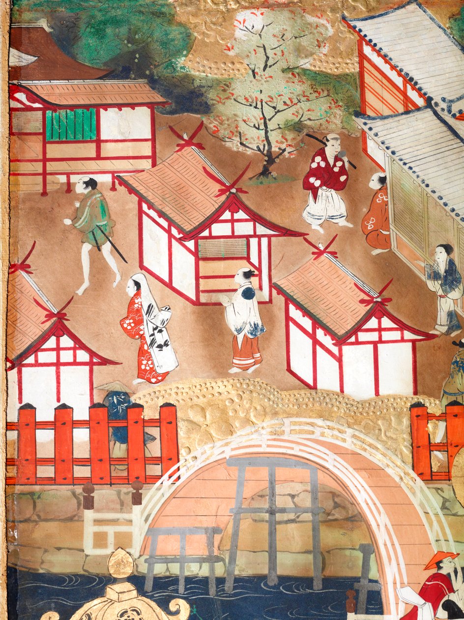 Osakazu Byobu - Biombo japonês de oito painéis (pintura) de Japanese School