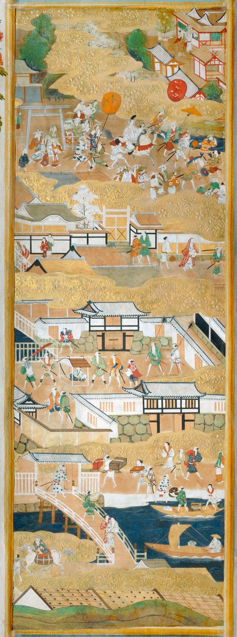 Osakazu Byobu - Biombo japonês de oito painéis (pintura) de Japanese School