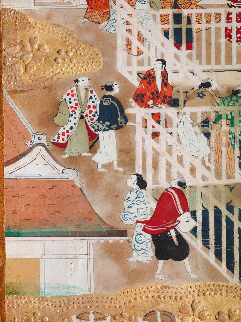 Osakazu Byobu - Biombo japonês de oito painéis (pintura) de Japanese School