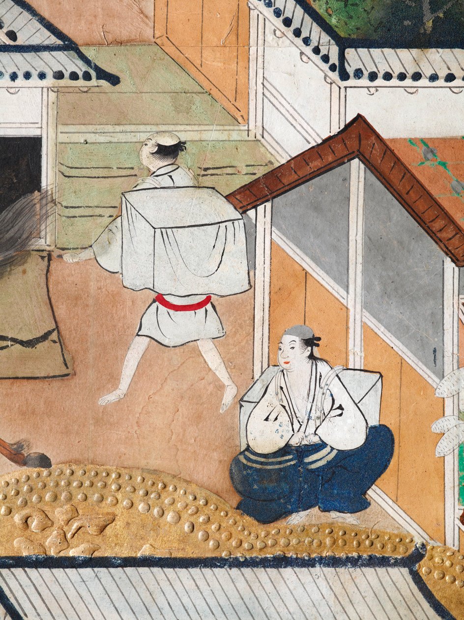 Osakazu Byobu - Biombo japonês de oito painéis (pintura) de Japanese School