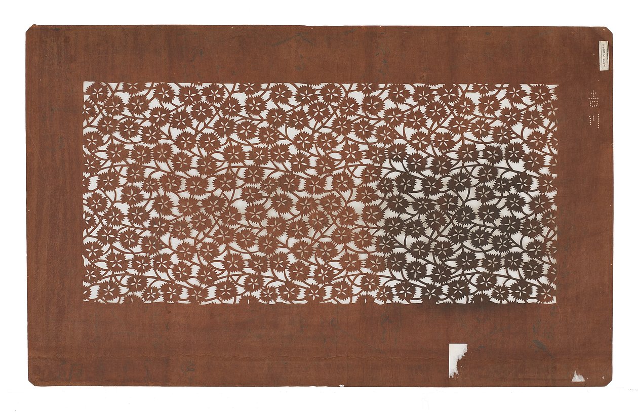 Papel stencil (katagami), final do século XIX (papel de casca de amora tratado com dióspiro
sumo) de Japanese School