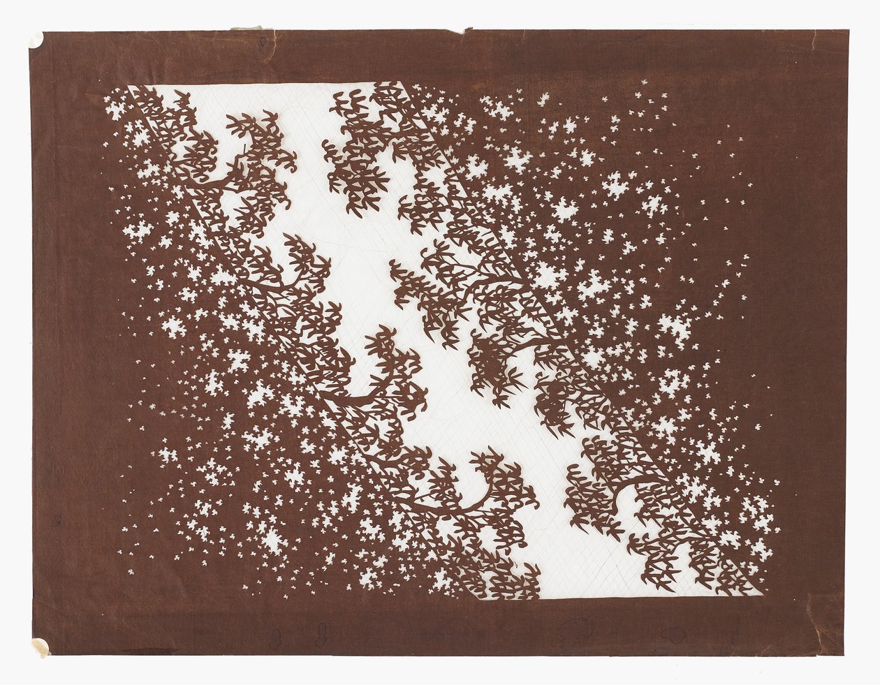Papel stencil (katagami), final do século XIX (papel de casca de amora tratado com dióspiro
sumo e fio de seda) de Japanese School