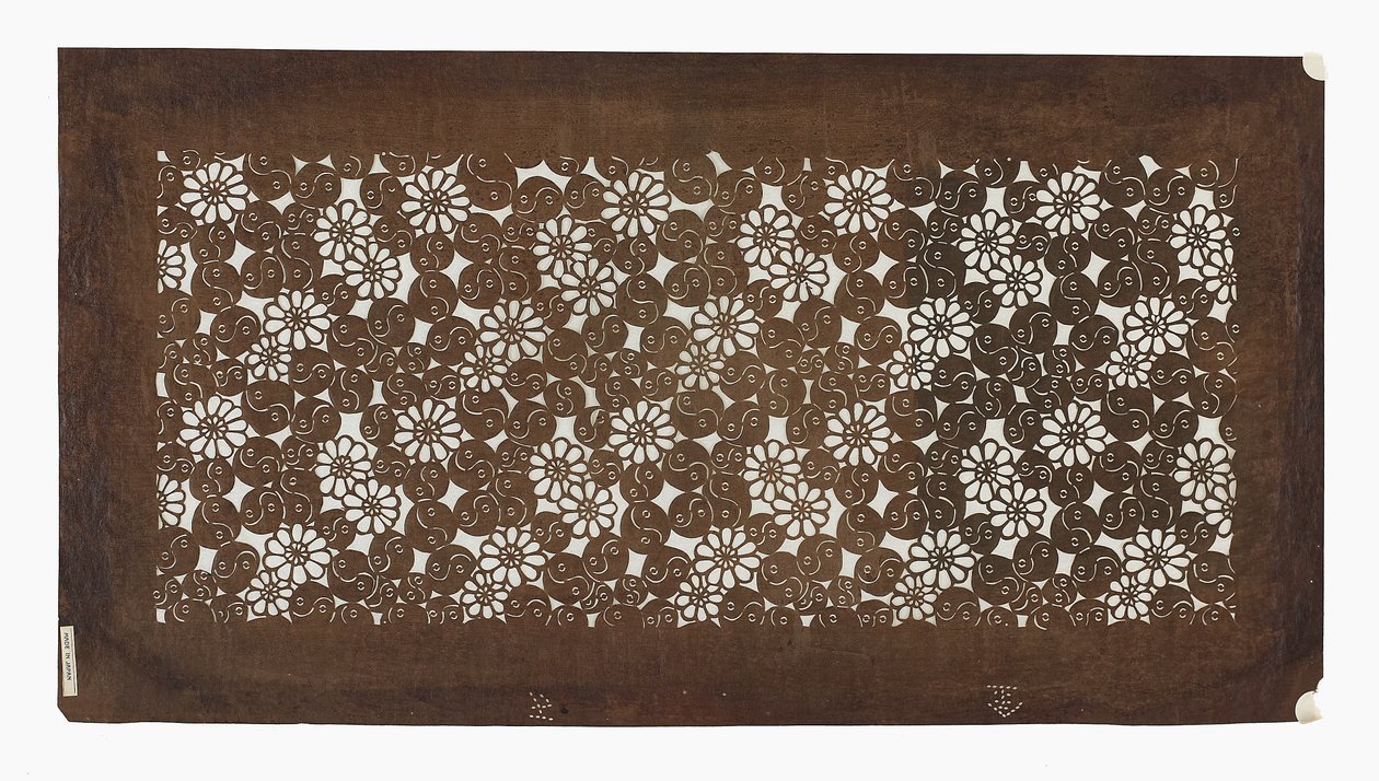 Papel stencil (katagami), final do século XIX (papel de casca de amora tratado com dióspiro
sumo) de Japanese School