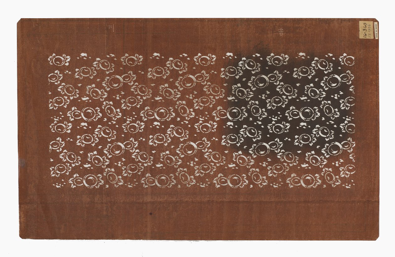 Estêncil de papel (katagami), final do século 19 (papel de casca de amoreira tratado com suco de caqui) de Japanese School