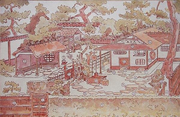 Plano de um jardim de chá, final do século XIX (cor litho) de Japanese School