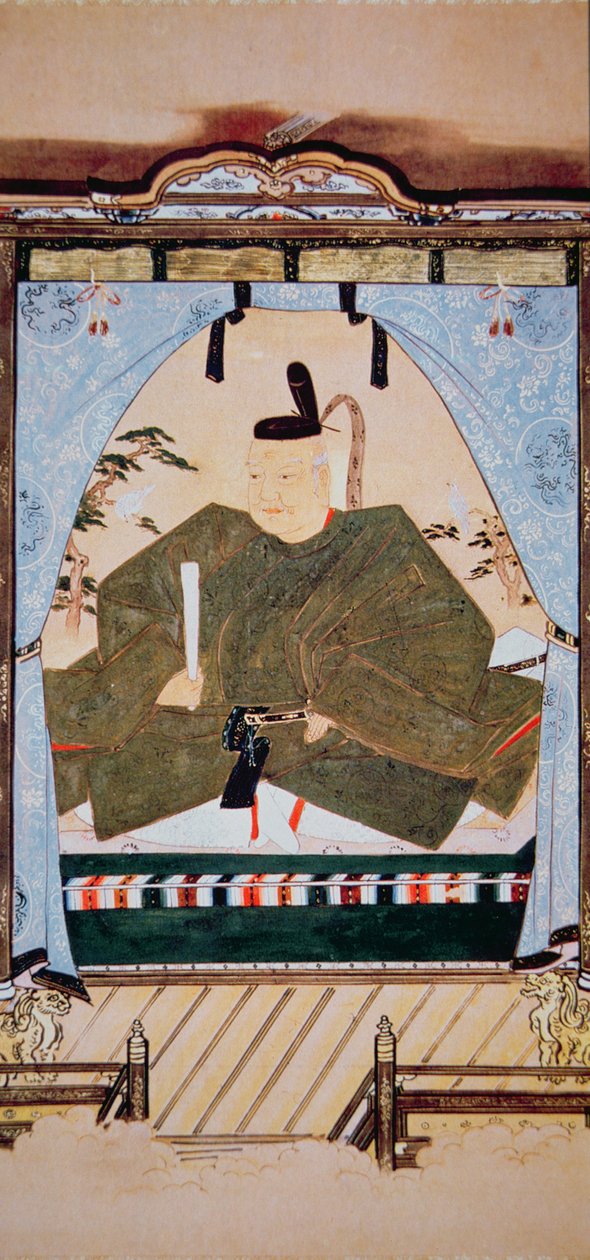 Retrato de Shogun Tokugawa Ieyasu em vestido de tribunal de Japanese School