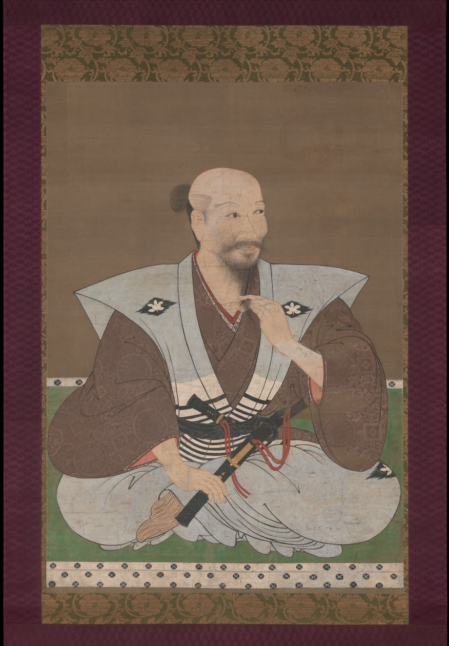 Retrato de um guerreiro, pendurado pergaminho de Japanese School