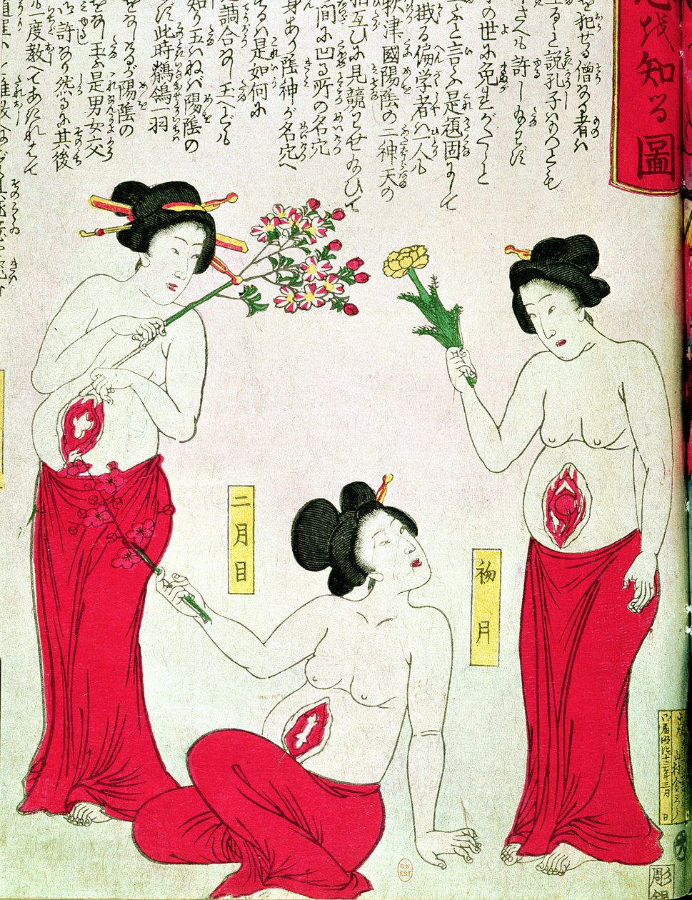 Mulheres grávidas, 1881 de Japanese School