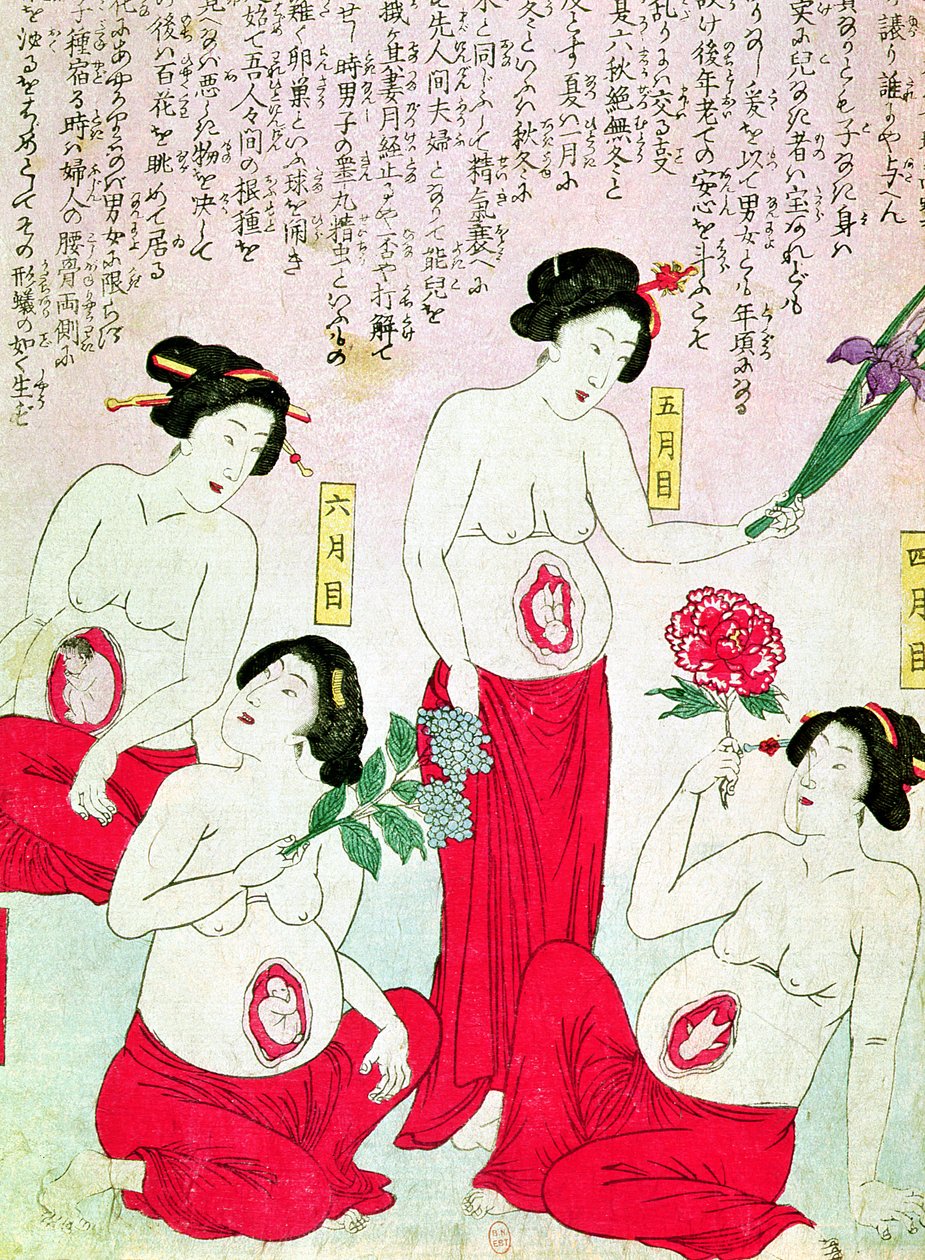 Mulheres grávidas, 1881 de Japanese School
