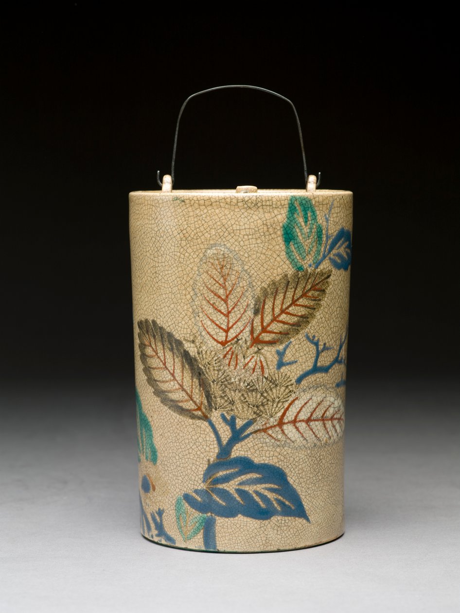 Garrafa de saquê, do século XVII (louça de kyoto com esmaltes de cobertura) de Japanese School