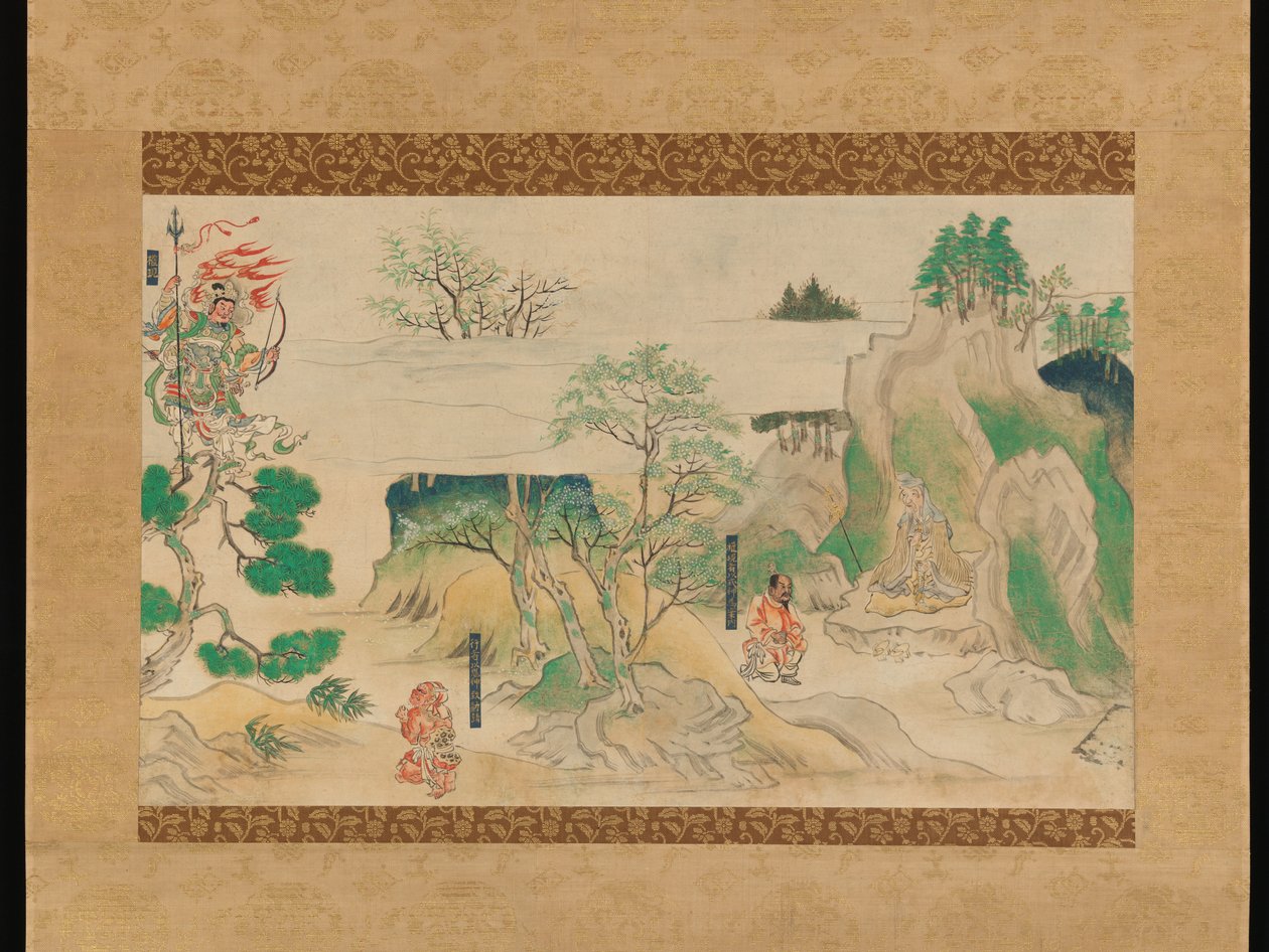 Cena das Lendas Ilustradas do Templo Jin&39;ōji de Japanese School