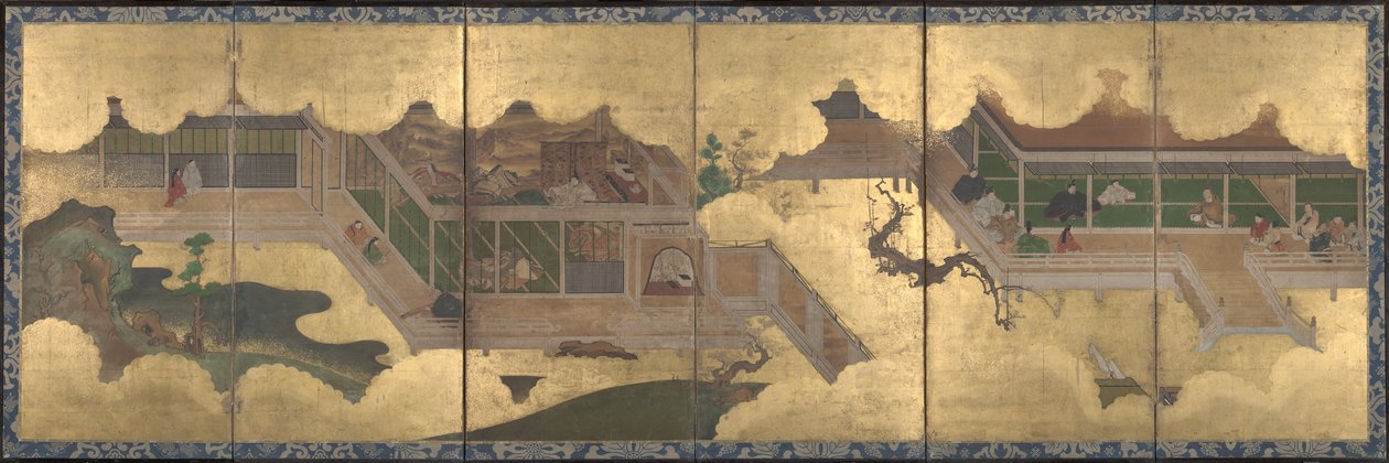 Cenas do conto de Genji, 1625-60 de Japanese School