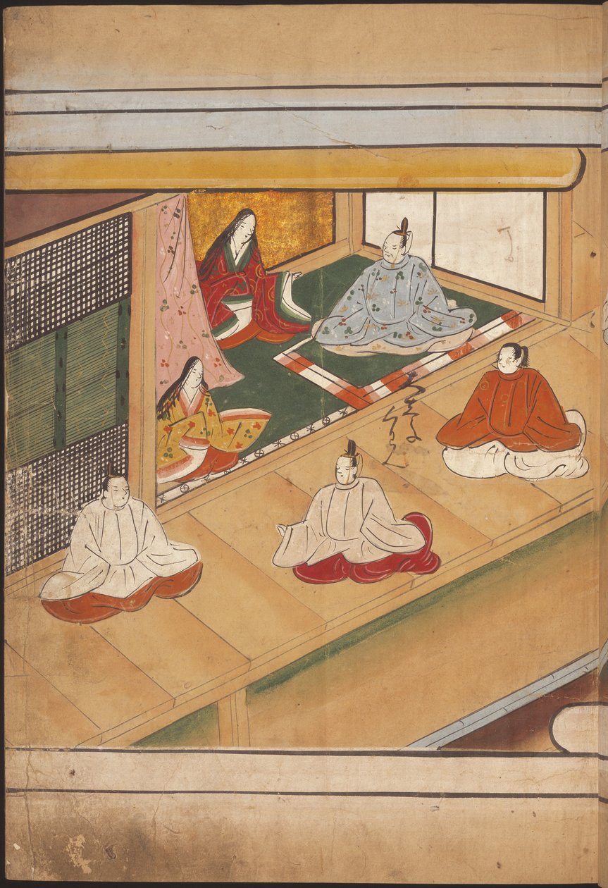 Nobres japoneses sentados, ilustração do 