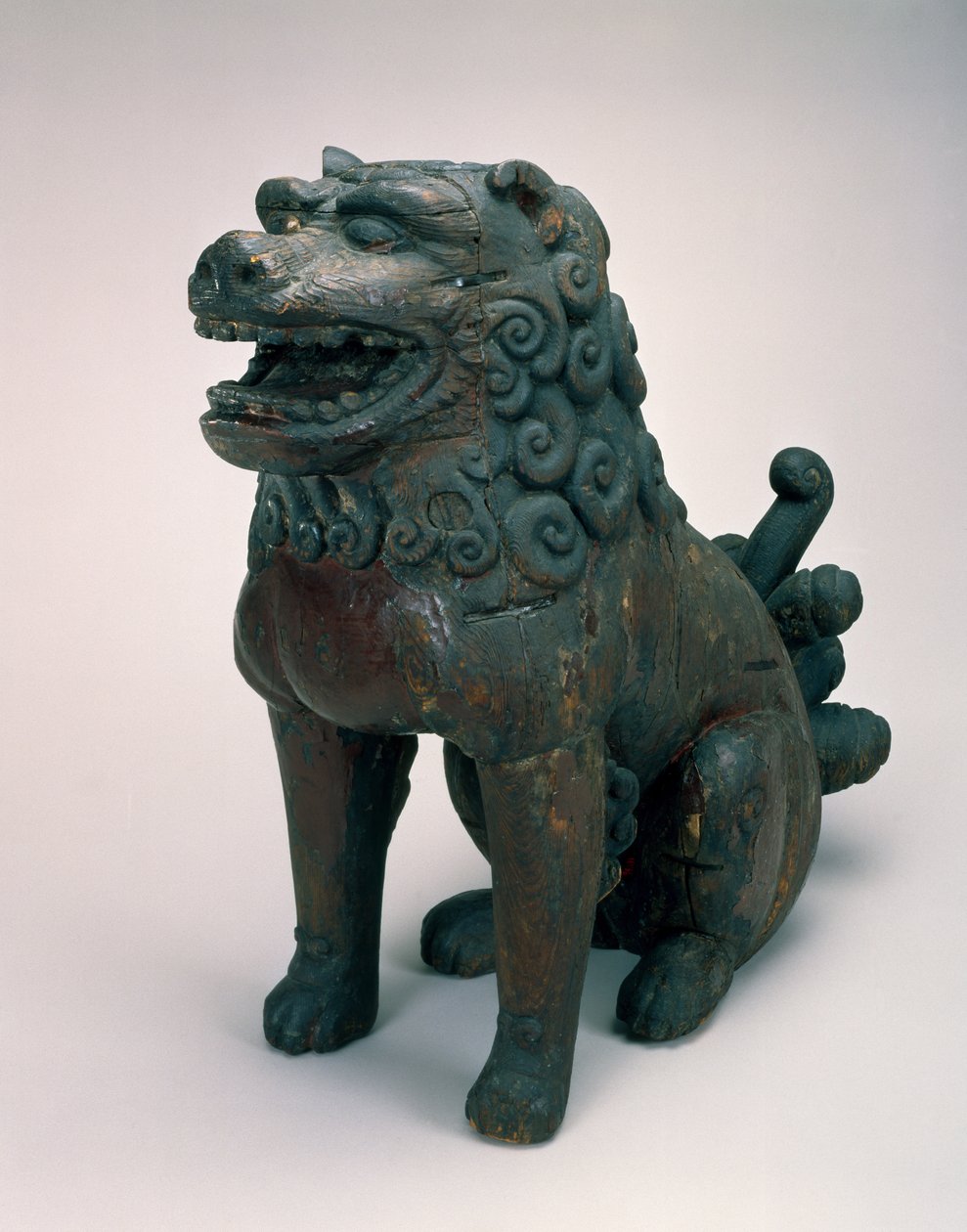 Shishi (Leão ou Cão Guardião) (madeira com laca) de Japanese School