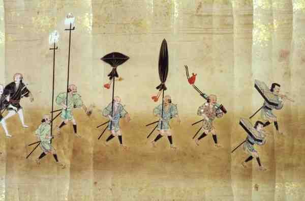 Sexta Embaixada da Coreia no Japão na época da sucessão de Tokugawa Ietsuna em 1651, possivelmente por Kano Masunobu (1625-94) 1655-57 (pintura scroll) de Japanese School