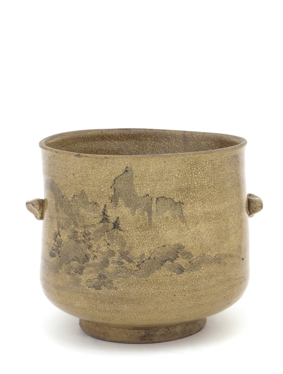 Jarra de água de chá-cerimônia com desenho de paisagem, Saga ou prefeitura de Nagasaki, período de Edo, (cerâmica) de Japanese School