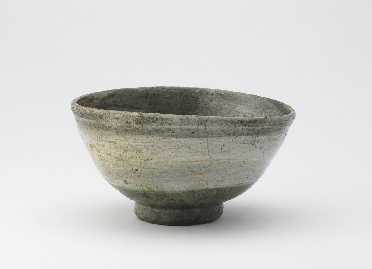 Tigela de chá, tipo hakeme, período Edo, 18º a meados do século XIX (faiança com escorrega branco escovado sob esmalte claro) de Japanese School