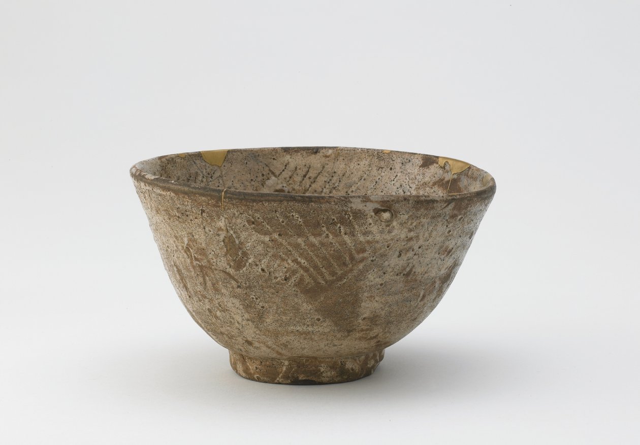 Tigela de chá em estilo hori-mishima, período Edo, final do século XVII-XVIII (grés com esmalte feldspático) de Japanese School
