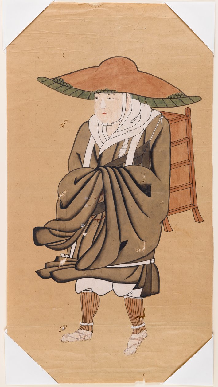 O peregrino budista chinês Hsuan-Tsang (tinta no papel) de Japanese School