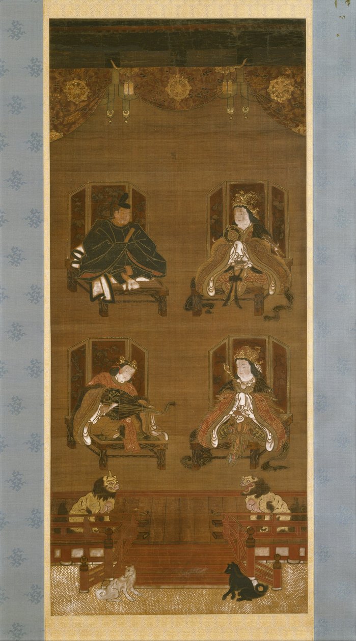 As Quatro Deidades do Complexo do Templo de Kāyasan, final do século XIV, Nanbokuch período (1336-92), pergaminho (tinta, cor e ouro em seda) de Japanese School