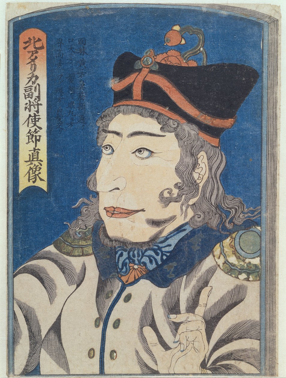 O ajudante-geral norte-americano Adams, c.1854 (xilogravura a cores) de Japanese School