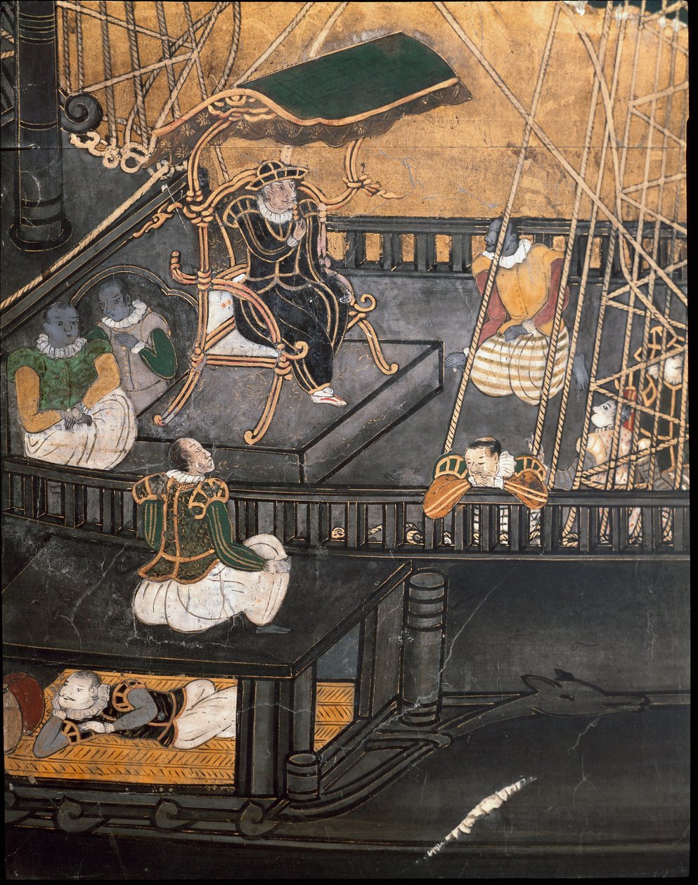 O navio português, desde a chegada dos missionários jesuítas portugueses ao Japão (pintura de Japanese School