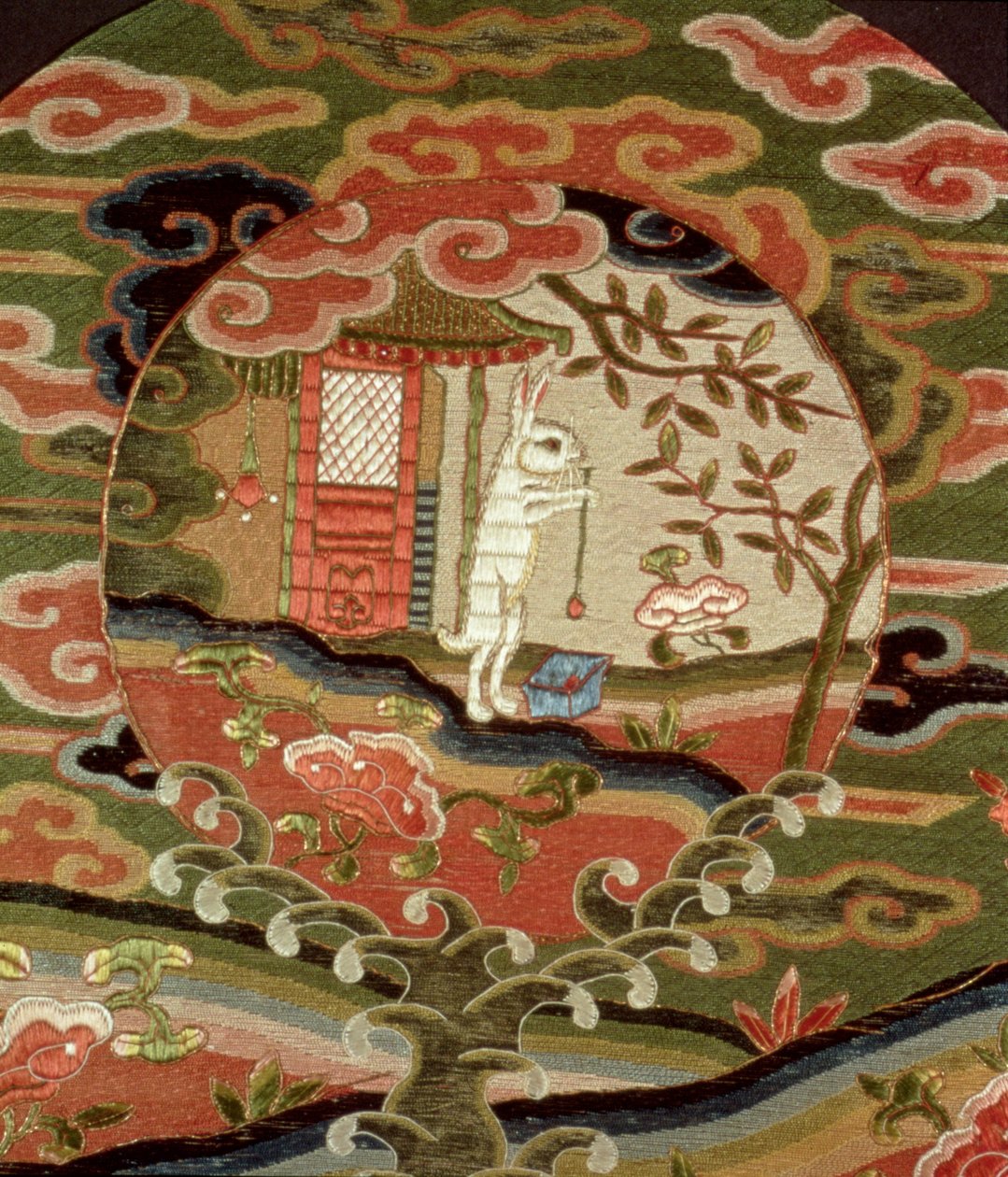 A tartaruga e a lebre, período Edo (1600-1868) (bordado de seda) (detalhe) de Japanese School