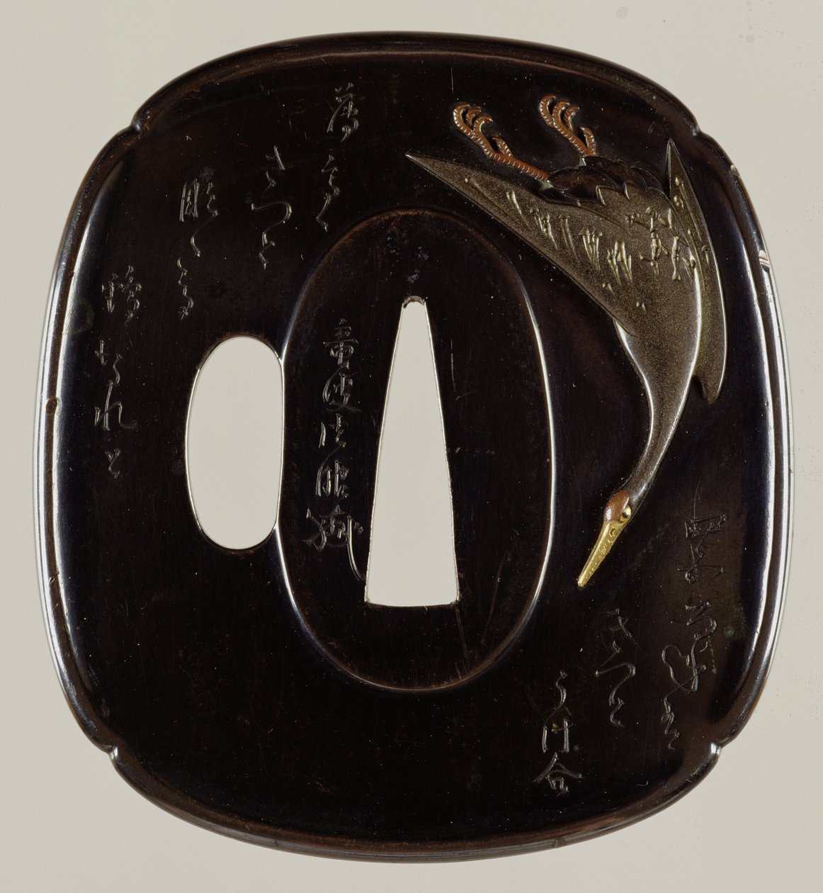 Tsuba Swordguard (shakudo cobre e liga de ouro) (para reverso ver 241114) de Japanese School