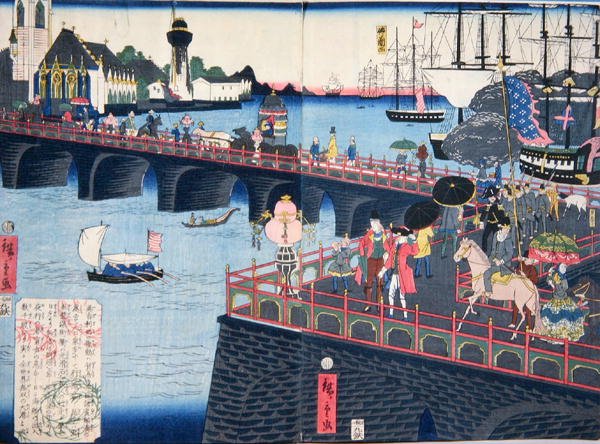 Vista de Londres, c.1860 (impressão em bloco de madeira a cores) de Japanese School