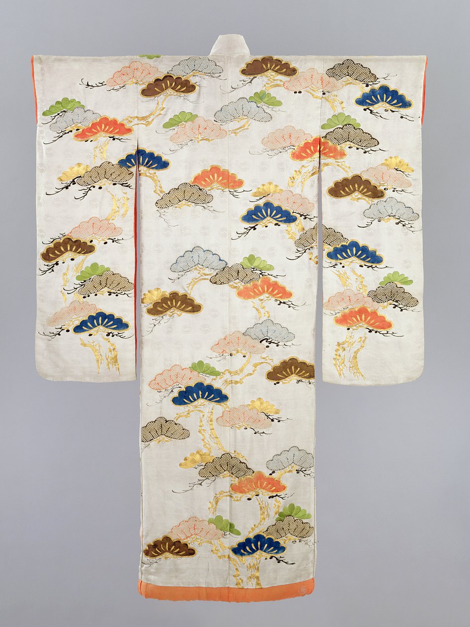 Kimono feminino, Período Edo (1600-1868) (seda com fios metálicos) de Japanese School