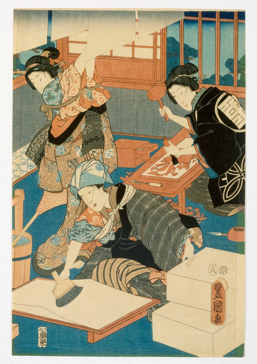 Produção de Woodblock de Japanese School