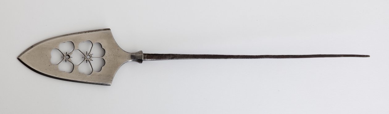Yanone (ponta de seta) de tipo plano (hirano) com desenho perfurado de Flores de Cerejeira (aço) de Japanese School
