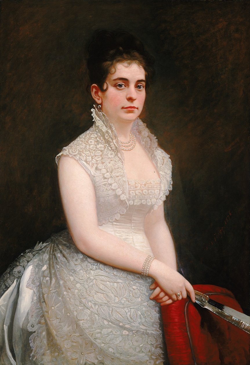 Alice Pike Barney, em vestido de noiva, 1876. de Jared B. Flagg