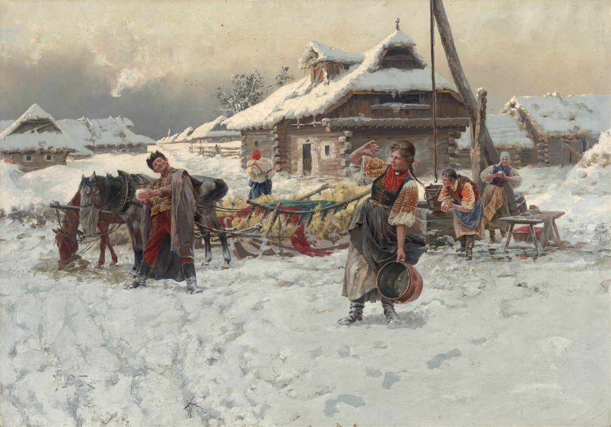 Jogando bolas de neve, 1892. de Jaroslav Veshin