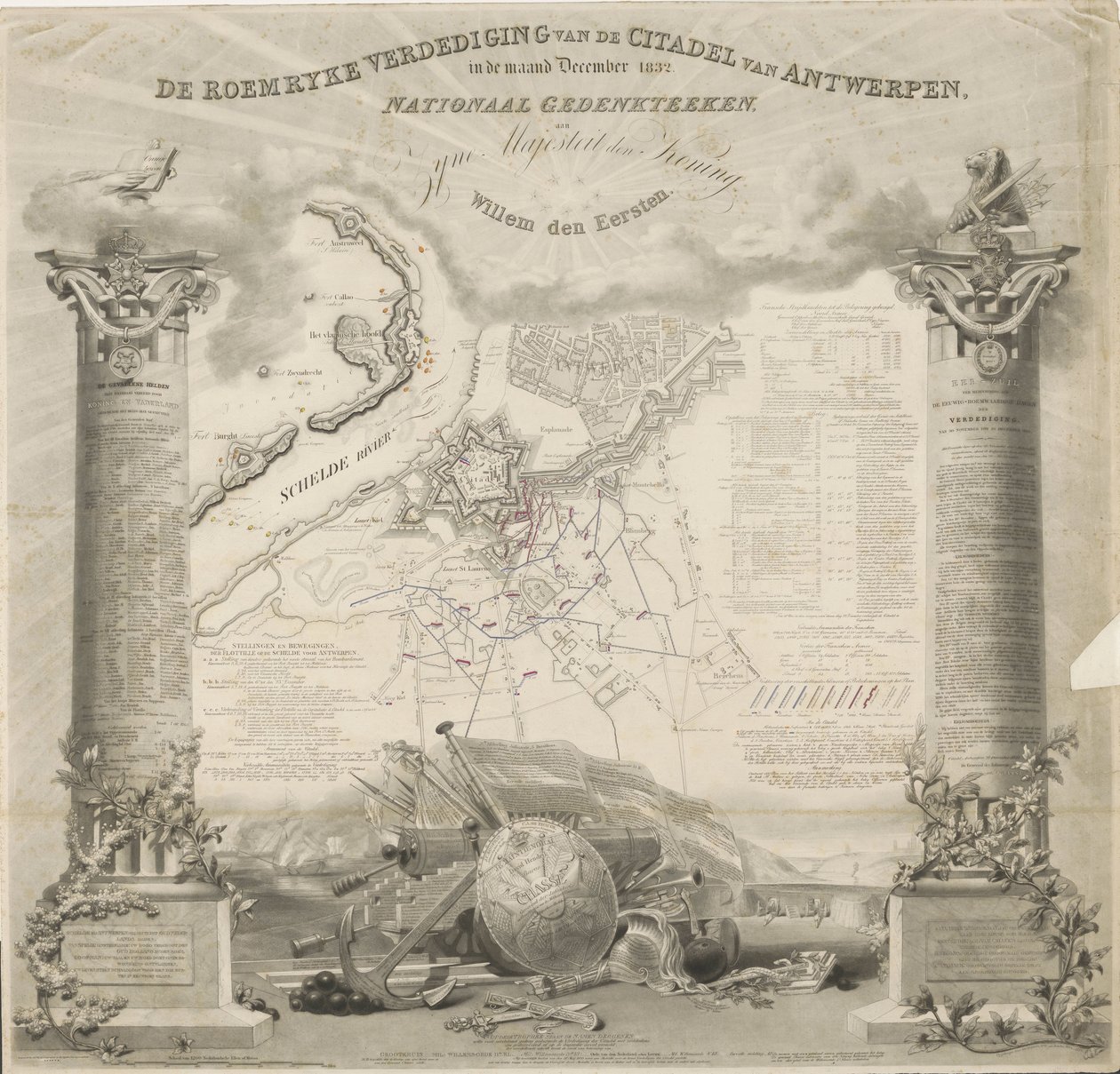 A Nobre Defesa da Cidadela de Antuérpia, no mês de Dezembro de 1832. Memorial Nacional, a Sua Majestade o Rei, Guilherme, o Primeiro (título sobre o objecto) de Ja.s Wyld