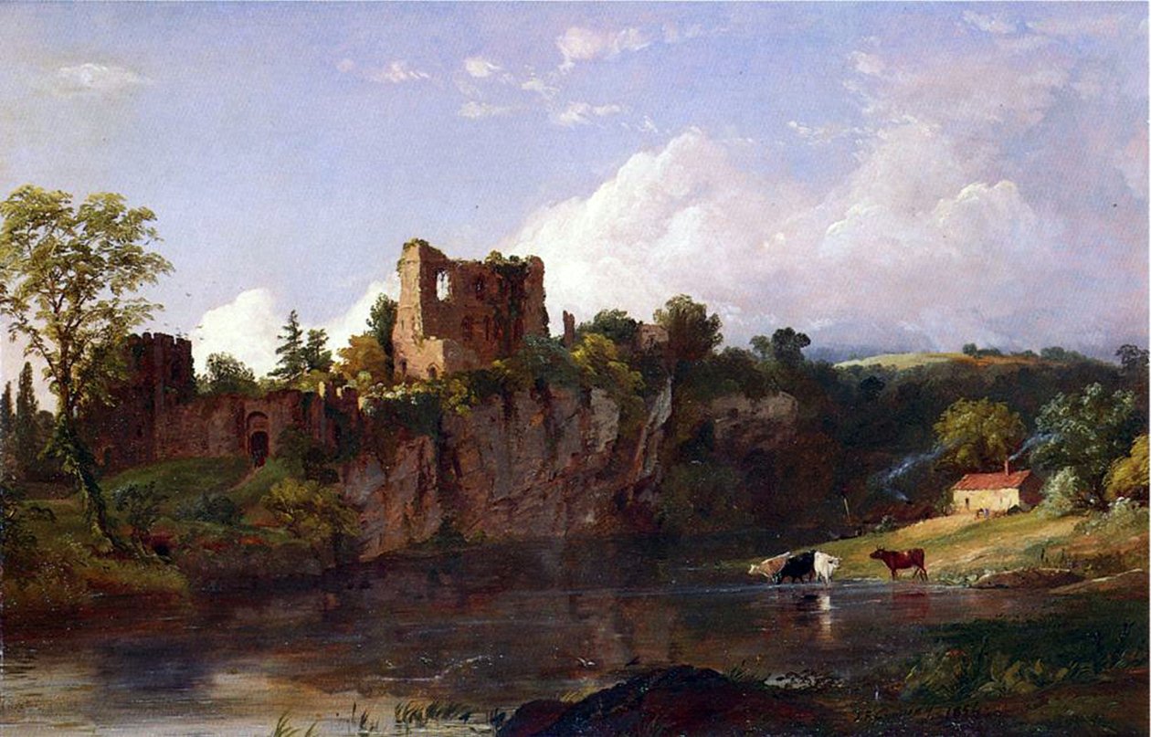 Castelo de Chepstow, no Wye, 1854 de Jasper Francis Cropsey
