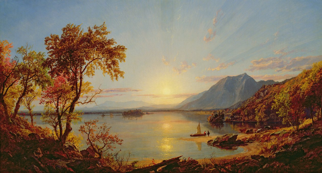 Pôr do sol, Lago George, Nova York, 1867 de Jasper Francis Cropsey