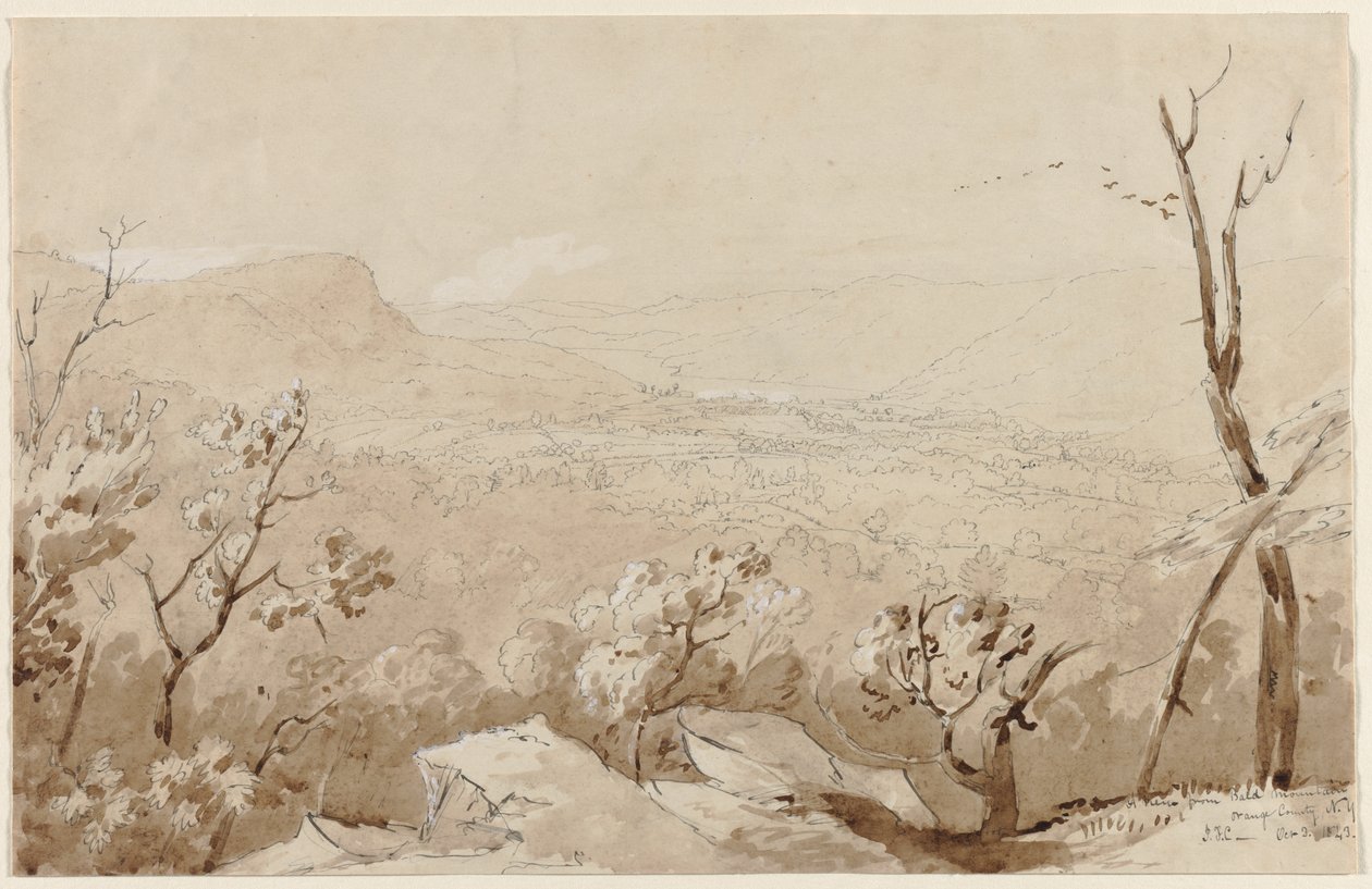 Uma vista da montanha calva, Orange County, NY, 1843. de Jasper Francis Cropsey