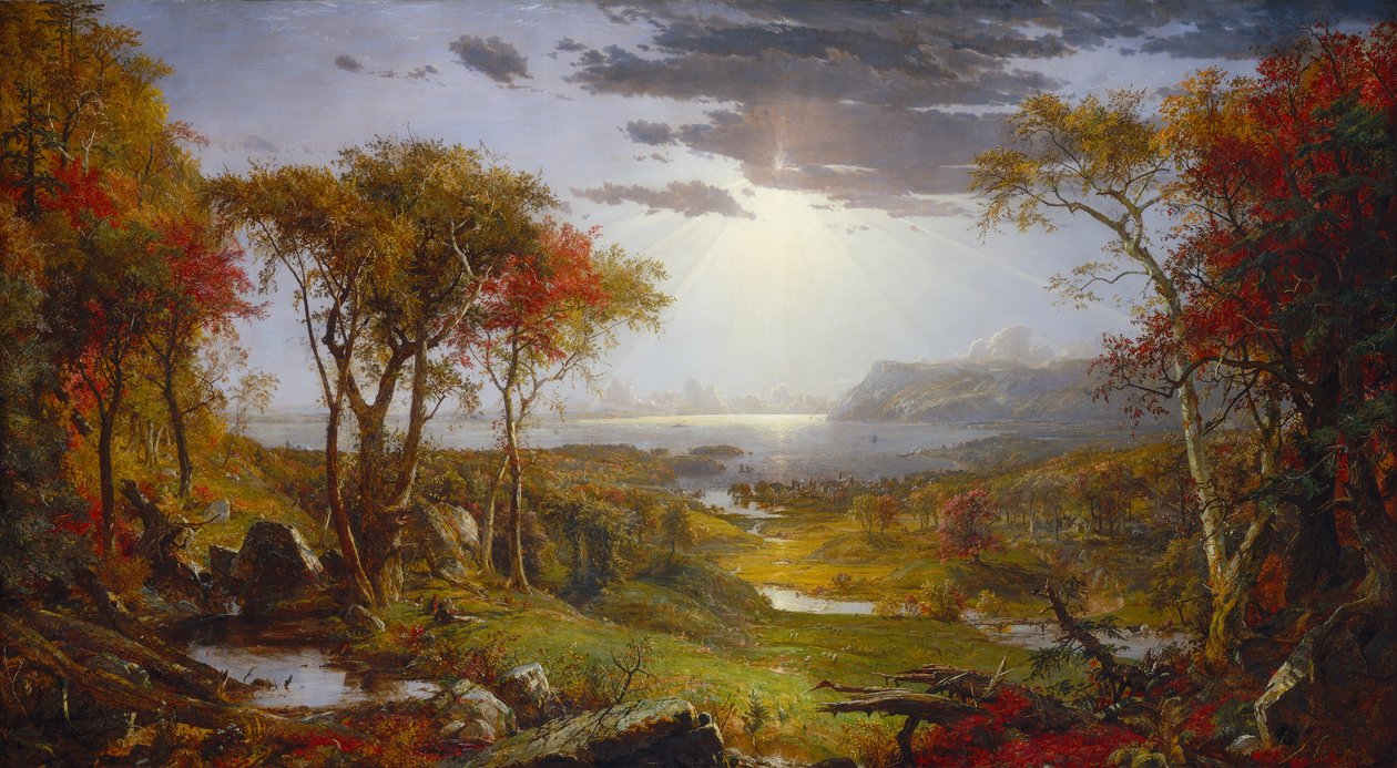 Outono - No Rio Hudson de Jasper Francis Cropsey