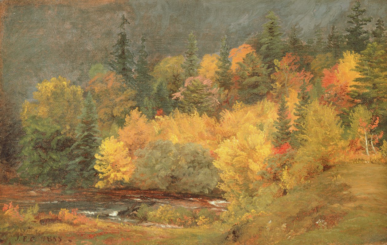 Outono pelo ribeiro, 1855 de Jasper Francis Cropsey