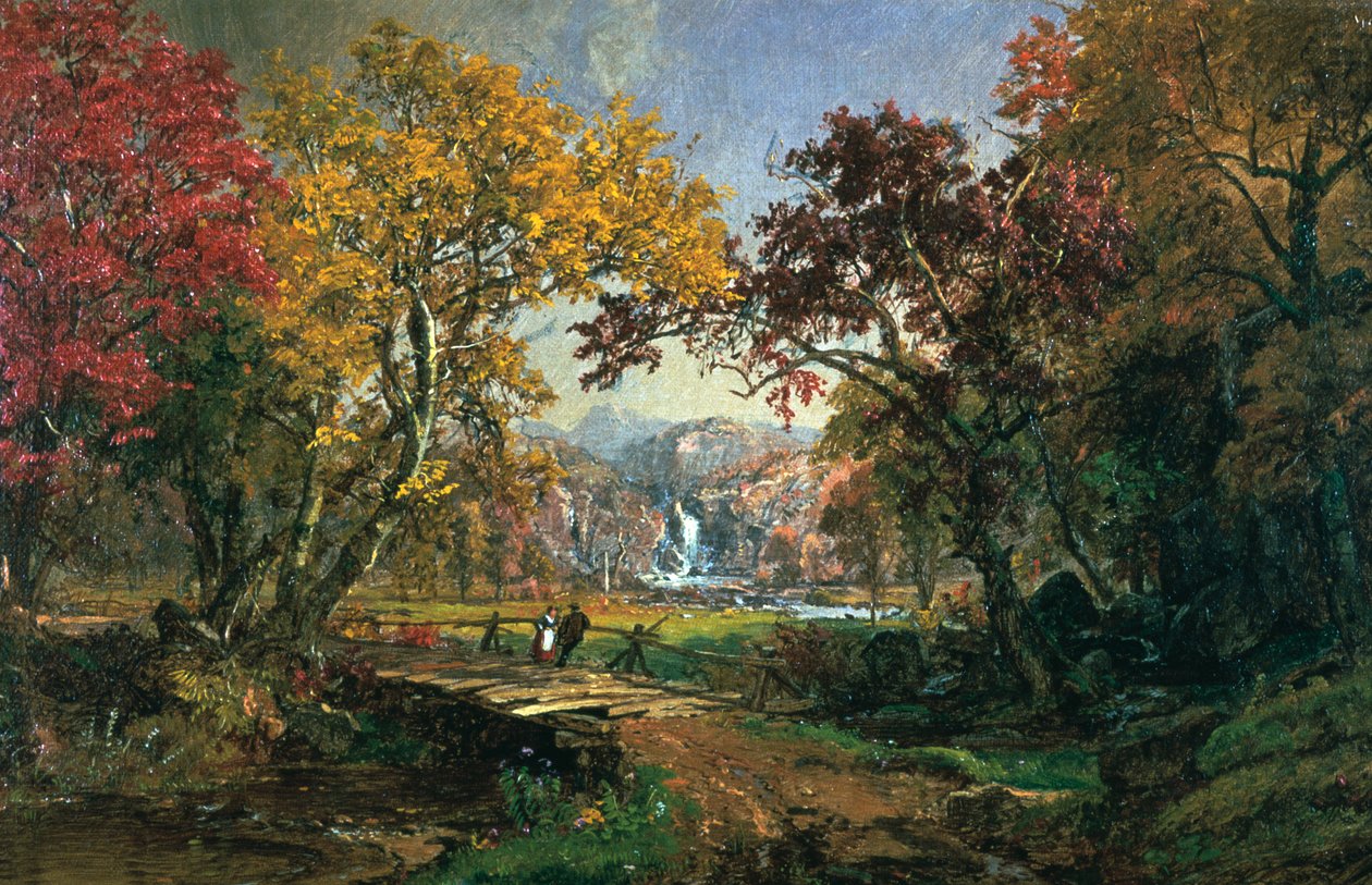 Casal em uma ponte, 1876 de Jasper Francis Cropsey