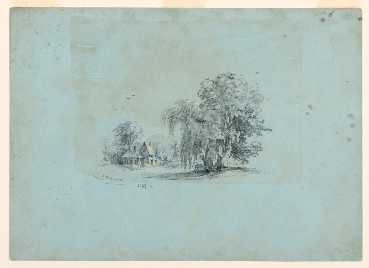 Desenho, Cena campestre, 1847 de Jasper Francis Cropsey