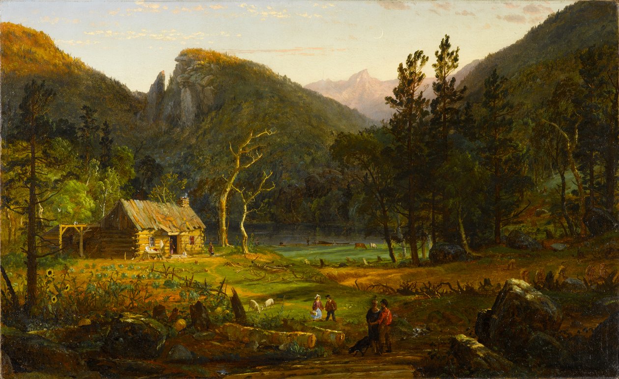 Eagle Cliff, Franconia Notch, Nova Hampshire, 1858 (óleo sobre tela, montado no painel) de Jasper Francis Cropsey