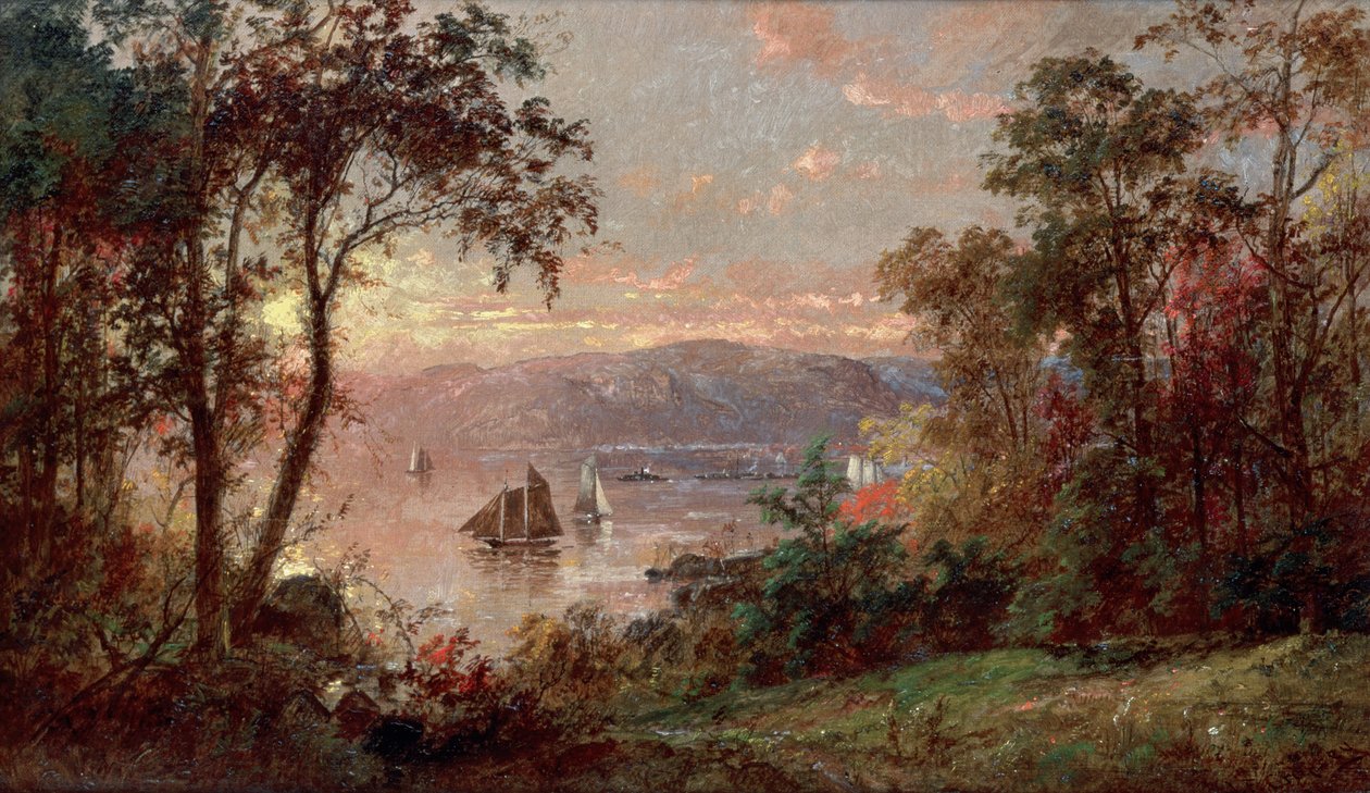 Navegação (O Hudson em Tappan Zee) 1883 (óleo sobre tela) de Jasper Francis Cropsey