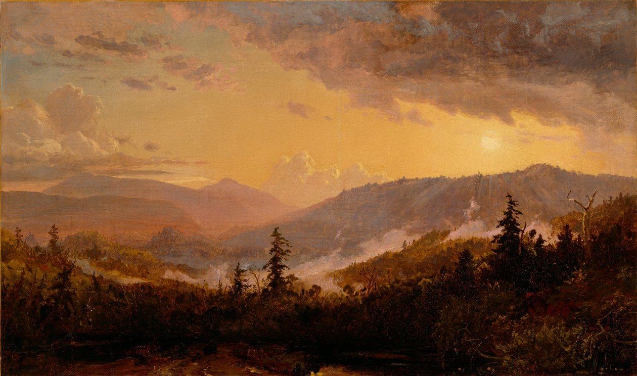Pôr do sol depois de uma tempestade nas montanhas Catskill, c.1860 de Jasper Francis Cropsey