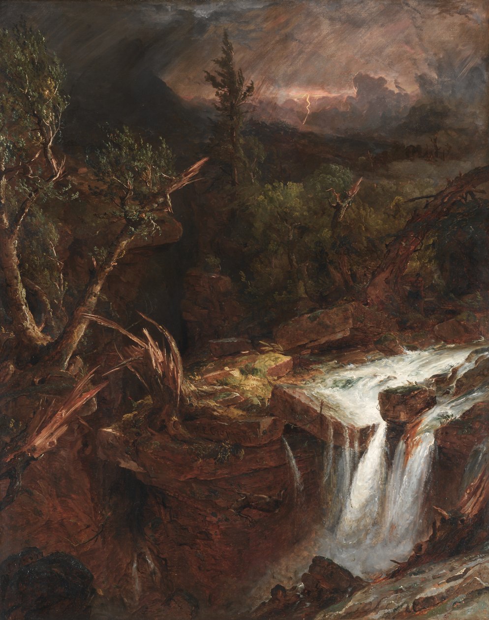 O cravo - uma cena de tempestade nas montanhas Catskill, 1851. de Jasper Francis Cropsey