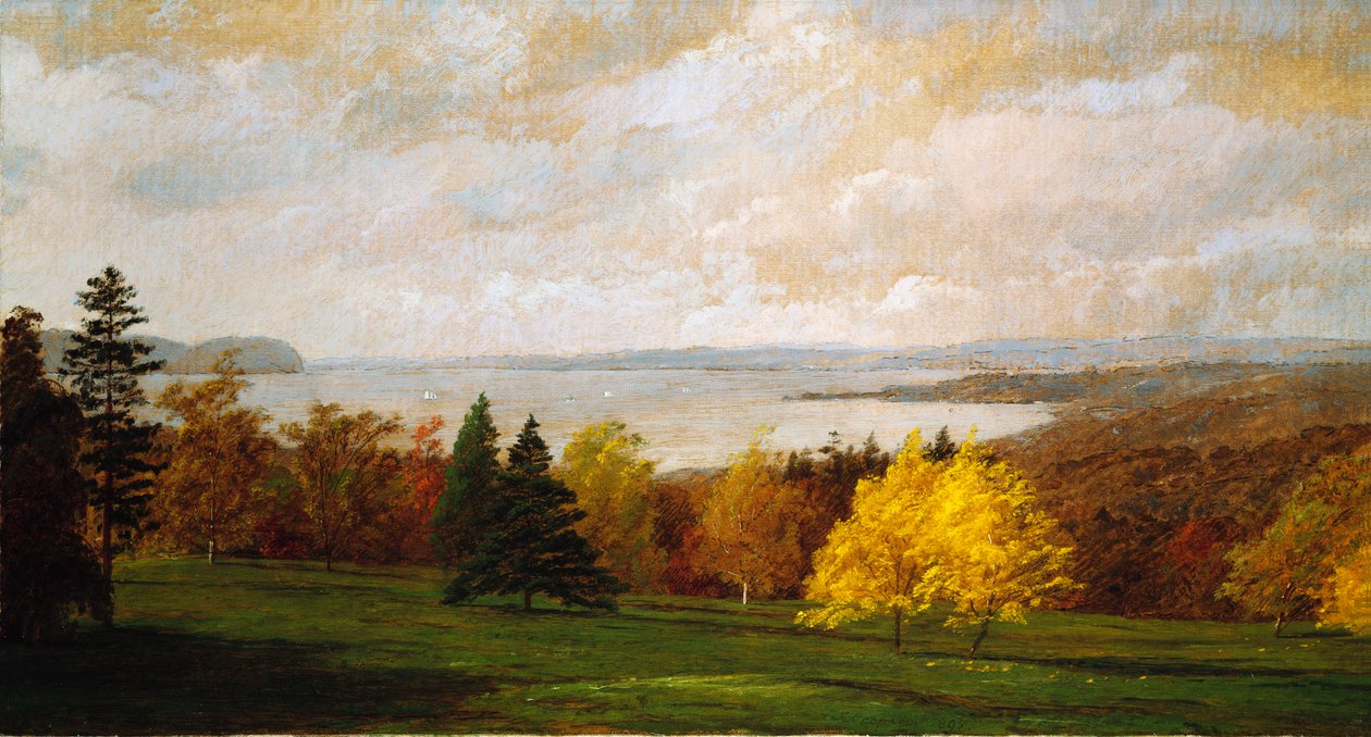 Vista do Hudson perto de Hastings, 1895 de Jasper Francis Cropsey